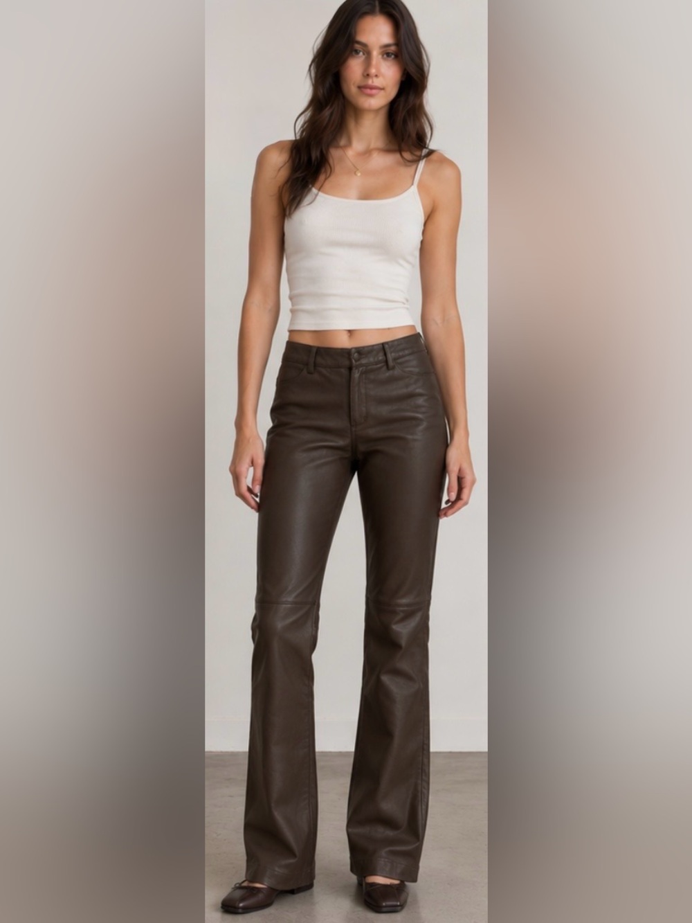 Vintage Hugo Buscati Tall Chocolate Brown 100% Leather Pants